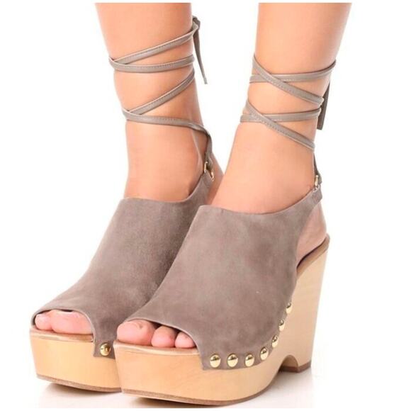 Diane Von Furstenburg Bali Suede Wedge Sandals NIB - Picture 1 of 5